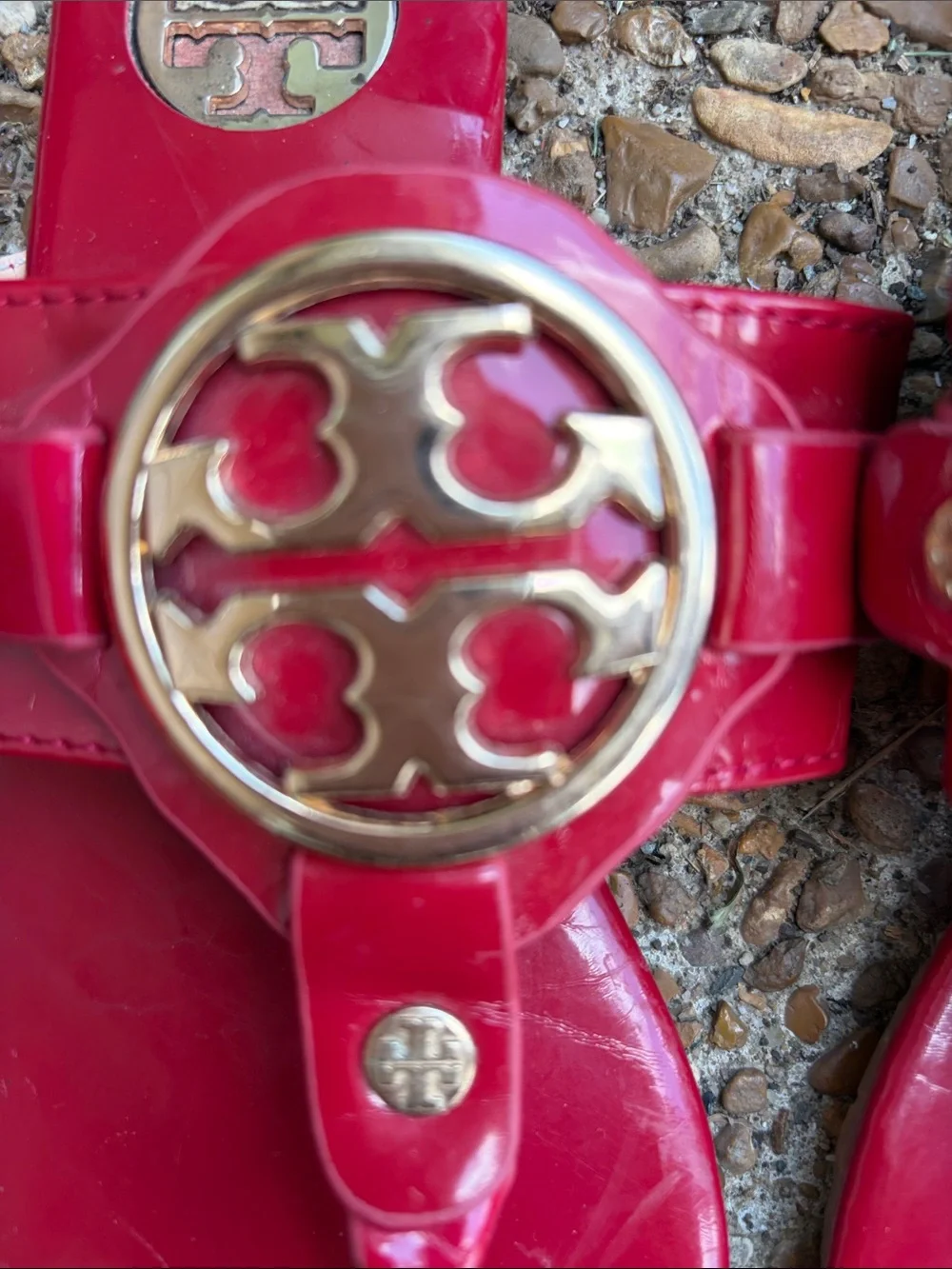 Tory Burch Bright Red Logo Thong Sandals